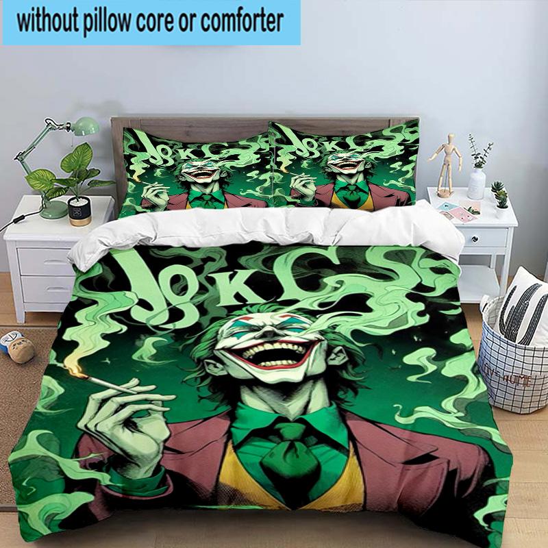 3PCS Cool clown Pattern 3pcs Bedding,Including 3PCS Duvet Cover And 2pcs Pillowcases Perfect for Christmas,Ideal for Bedroom, Dormitory