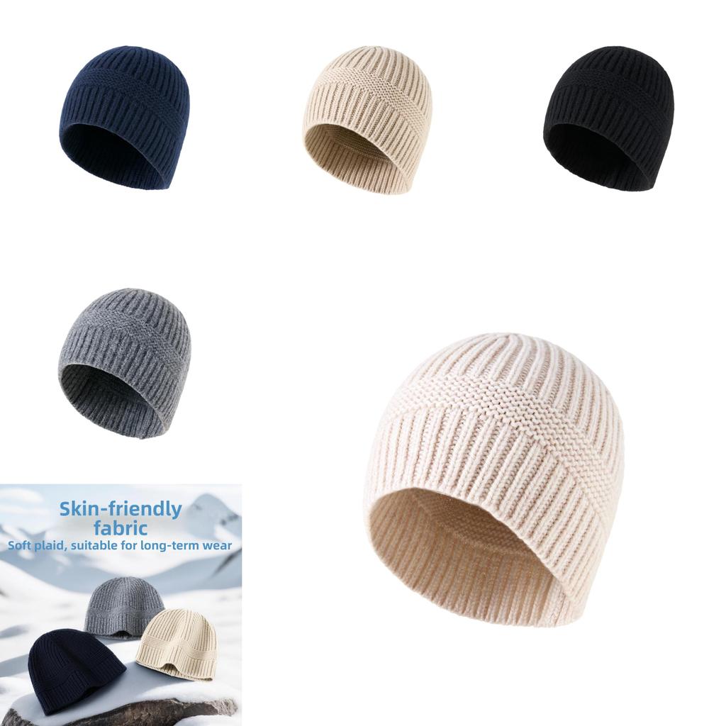 Einfarbige Strickmütze Für Männer Frauen Winter Outdoor Warm Plüsch Beanie Für Lässigen Stil