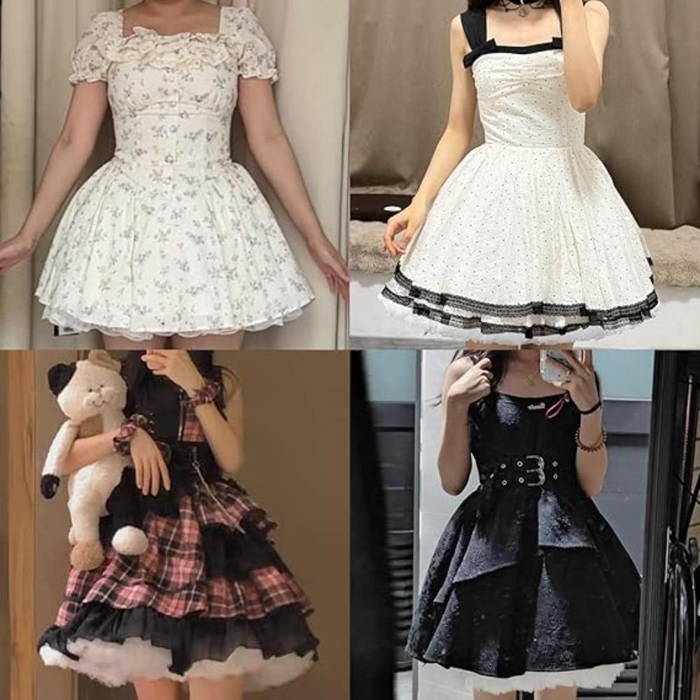 Lolita Women Boneless Puffy Skirt 2 Layer Girls Petticoat Crinoline  Dress Accessories