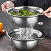 Stainless Steel Drain Basket Fruit Vegetable Washing Basin Rice Sieve Filter Kitchen Salad Egg Mixing Bowls Drainer Container