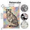 Shiny Pearl Elegant White Tiger DIY Painting Creative Bead Art Craft Household Wall Decoration Nice Present For Art Hobbyists Home Ornament Decor