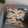 2D Colorful Koi Fish Pattern Throw Pillow Cover Pattern Cushion Cover Suitable For Sofa Bedroom Car Pillow Cover