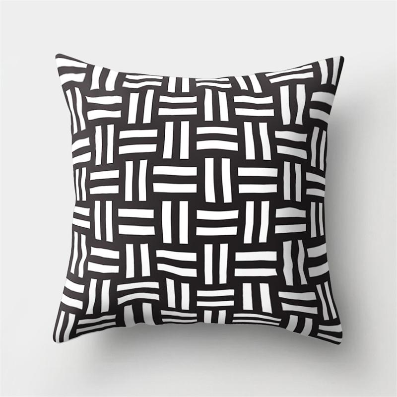 Simple Black and White Geometric Art Pattern Cushion Cover Home Living Room Sofa Decoration Square Pillow Pillow Cover