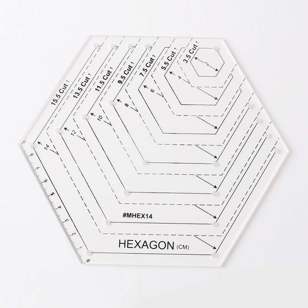 4Pcs Quilting Ruler, with 60 Degree Triangle and Diamond, 45 Degree Diamond, Hexagon Shape Templates, Transparent Patchwork Sewing Cutting Craft