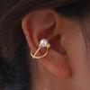 Vnox 1 Pair Chic Immitation Pearl Ear Cuff for Women Girls, Crossed Metal Lines Ear Bones Cuff, Ins Style Dainty Jewelry