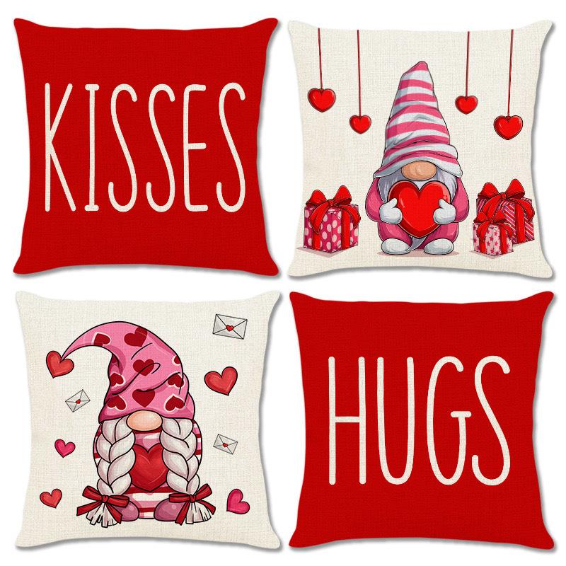 

New Valentine s Day Pillow Case Living Room Sofa Cushion Linen Print Home Decoration Pillow Case 45 * 45Cm without pillow core