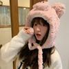 Furry Pig Ear Hat for Adult Teens Plush Earflap Hat for Shopping Skiing Windproof Beanies Hat for Cold Weather Headwear