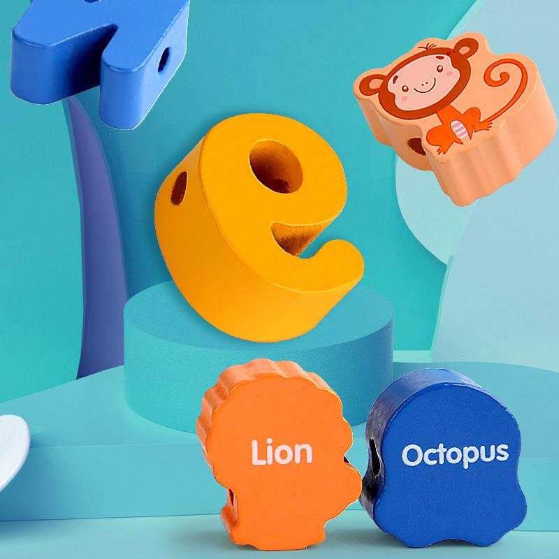 Wooden Animal & Fruit Stringing Educational Toy for Kids