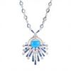 Blue Square Classic Luxury Platinum Plated Brass Zircon Sweater Chain Stylish Bohemian Style Necklace for Women Anniversary