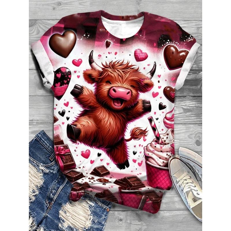 Women's T-shirt 3D Printed Cute Animal T Shirt For Women Funny Dog Pattern Tees Summer New T-Shirts Short Sleeves Tops