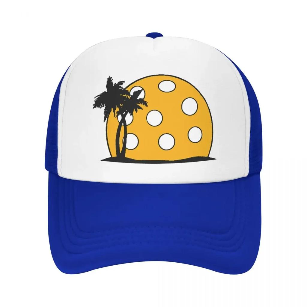Pickleball Beach Sunset Foam Mesh Trucker Hat Casual Summer Breathable Meshback Sun Caps Adjustbale