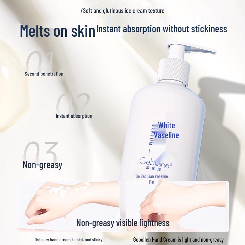 Ge Bao Lian White Vaseline Hand Cream for Men & Women: Anti-Cracking, Moisturizing, Non-Greasy, Ideal for Autumn/Winter, Large Bottle.