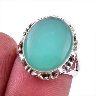 Natural Chrysoprase Gemstone 925 Solid Sterling Silver Jewelry Ring Size 6 O3G78