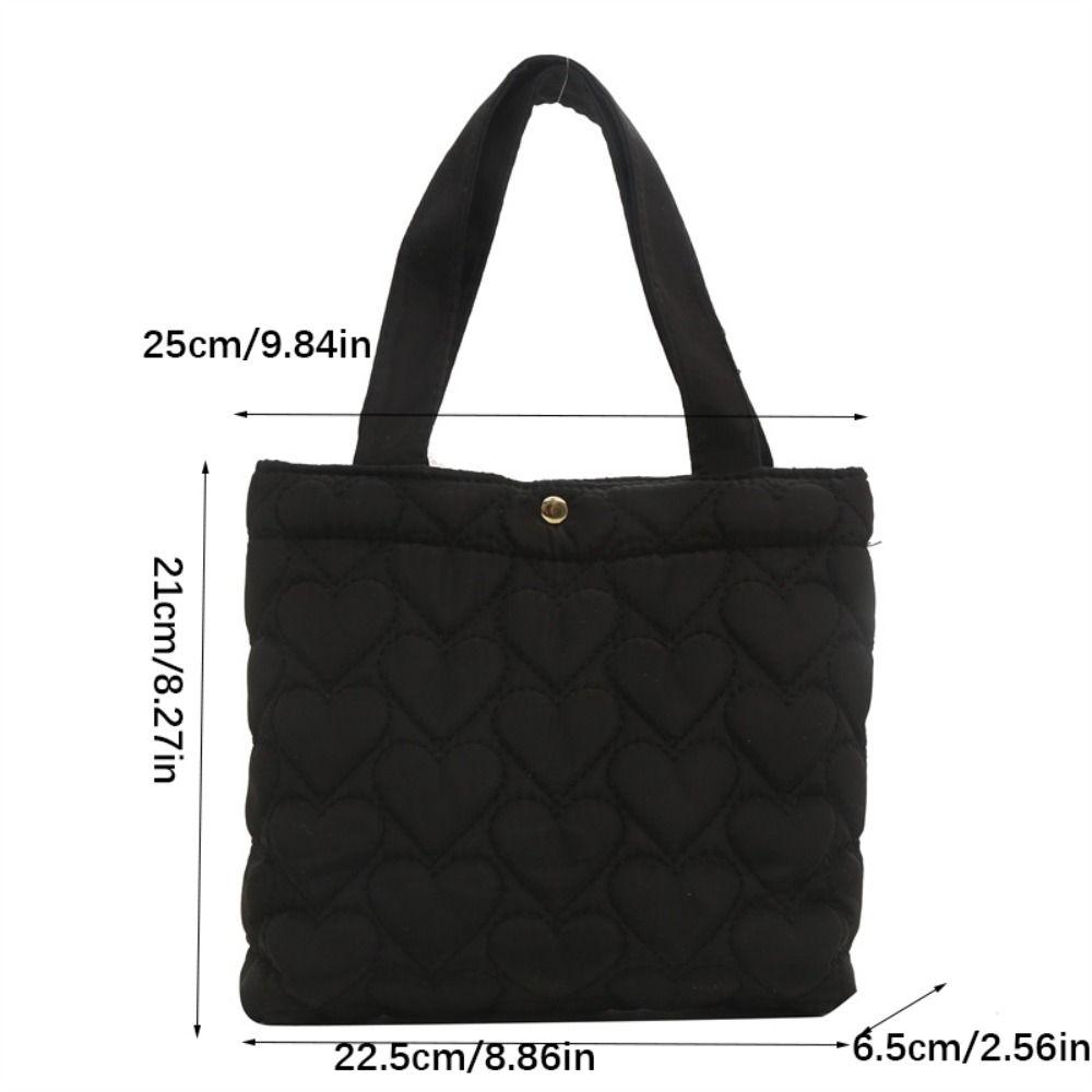 Heart Shape Cloud Handbag Solid Color Puffer Underarm Bag Casual Padded Tote Bag  Girls