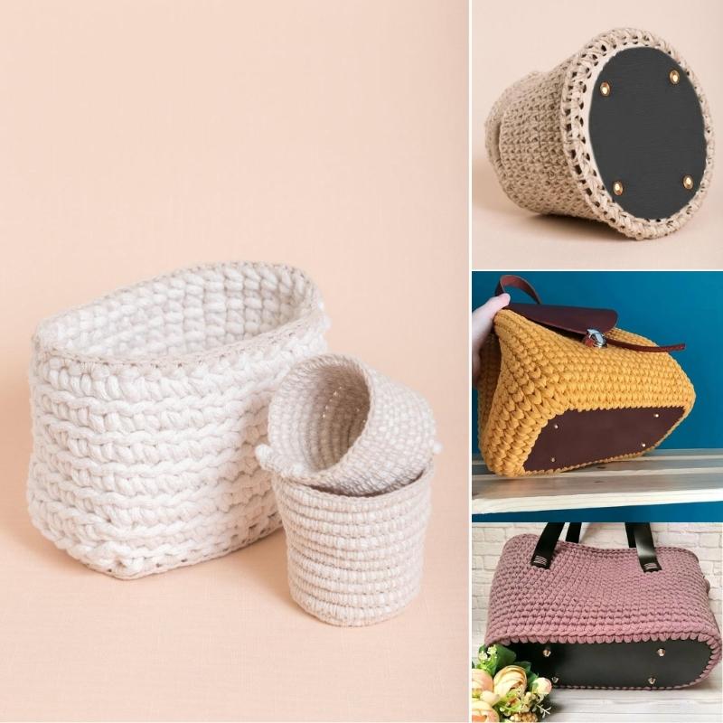 Bag Bases for Crochet 22x10cm 8x18cm Crochet Bag Bottom Bases Leather Bag Bottom Oval Round Rectangle Bottom Bag Bases