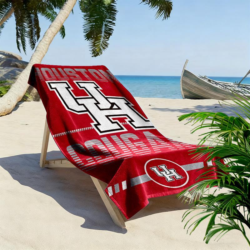 Houston Cougars Print Beach Towel, Large Soft Quick Dry Towel for Beach Camping Swimming