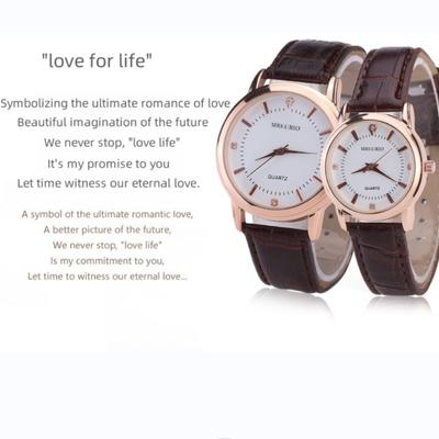 Couple Watches Luxurious Casual Quartz Leather Rhinestone Decoration Ladies Watch Suitable Gift for Your Partner
