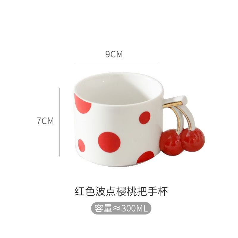 Ceramiczny Kubek z Ręcznie Malowanymi Wiśniami 3D Wysoka Estetyka Kreatywny Kubek Domowy Premium Lekki Luksusowy Kubek na Wodę Prezent