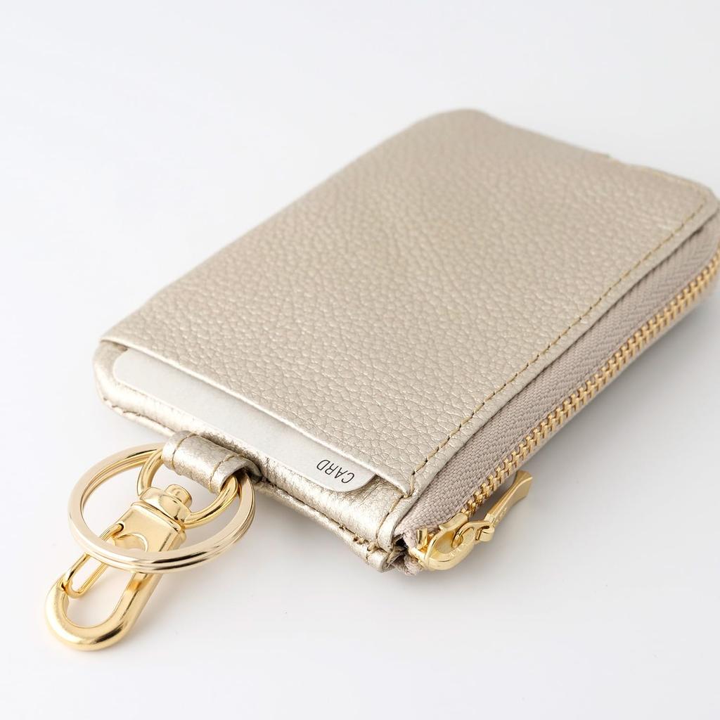 OSL Key Pouch TP Gold Genuine Leather Storage Small Item Case Smart Key Compatible with Carabiner Hook Slip-on A-OSL-2901 Card/Key