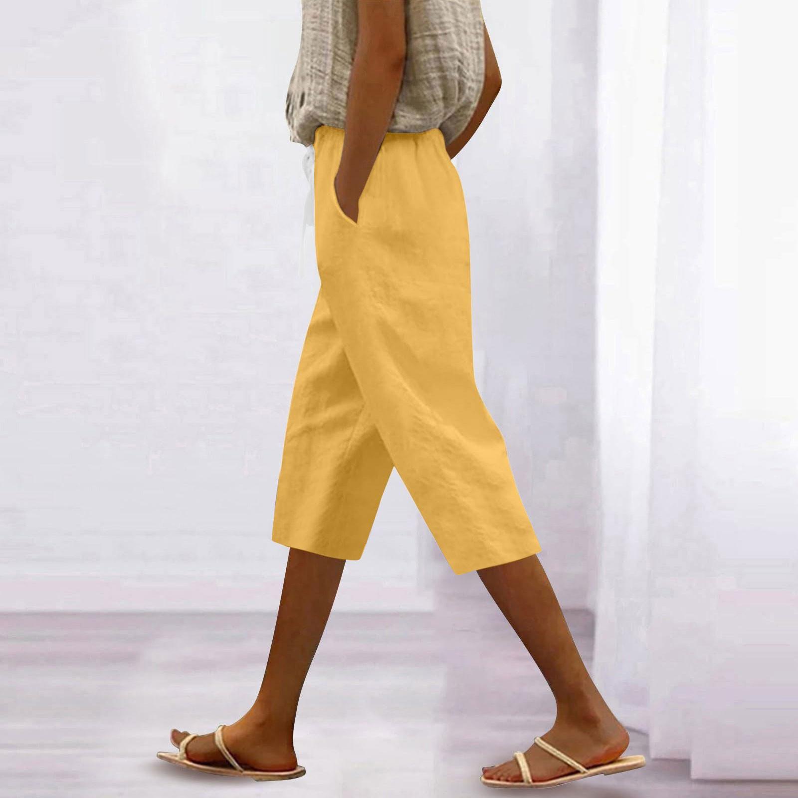 

Women s Fashion Casual Loose Colour Pants Without Pockets 7/10 Pants XXXL жовтий