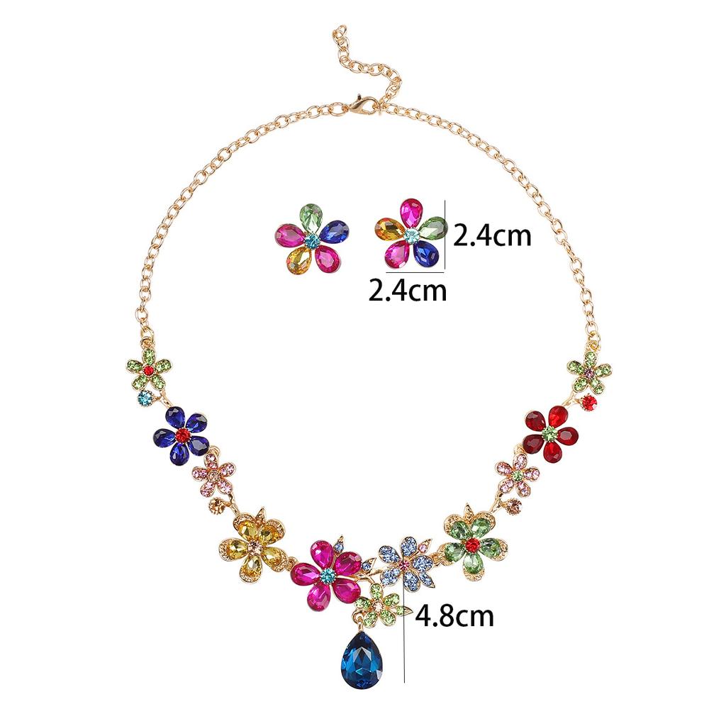 Vintage Floral Crystal Bridal Jewelry Set European Wedding Earrings Necklace Accessories for Women