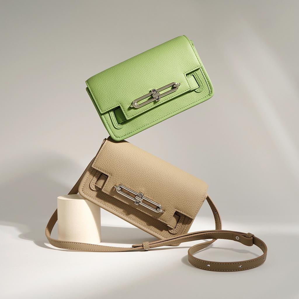 Niche Design Top-layer Leather Women's Bag Tofu Bag Pig Nose Small Square Bag Fashionable One-shoulder Crossbody Bag