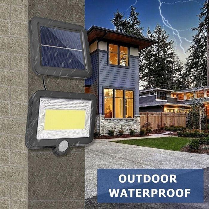 Lumière solaire extérieure 56 LED avec détecteur de mouvement IP65, panneau solaire séparé et câble 5 m