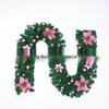 2.7m Christmas Wreath with Lights: Dense Vine and Red Accents for Hanging Decoration