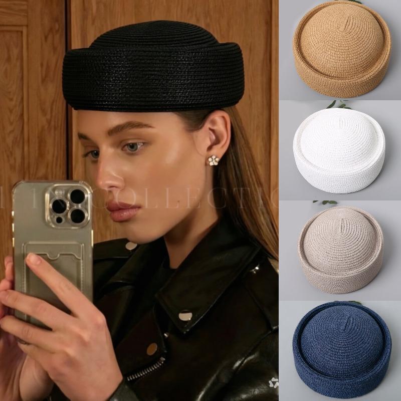2026 New Summer Straw Fedoras Hats for Women Hostess Fashion Pillbox Hat Millinery Fascinator Designer Beret Hats Painter's Hat