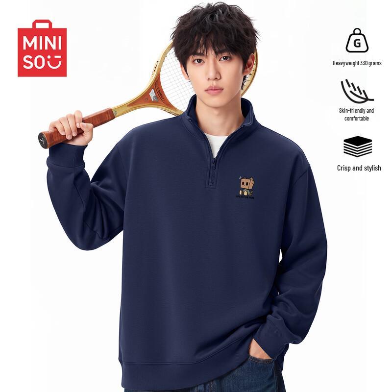 MINISO Men's Stand Collar Half-Zip Pullover Sweatshirt