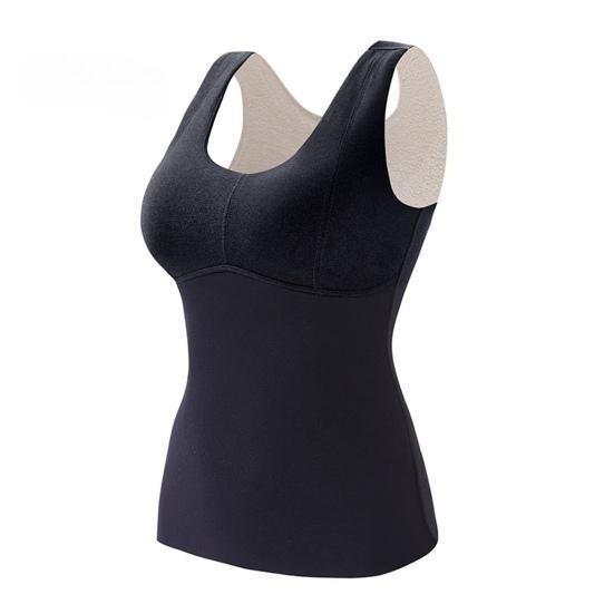 Gilet termico invernale da donna con cuscinetti per il petto, senza cuciture, in velluto, con blocco rapido della temperatura, riscaldante, scollo a V, vestibilità aderente, senza maniche, elastico, intimo, canotta