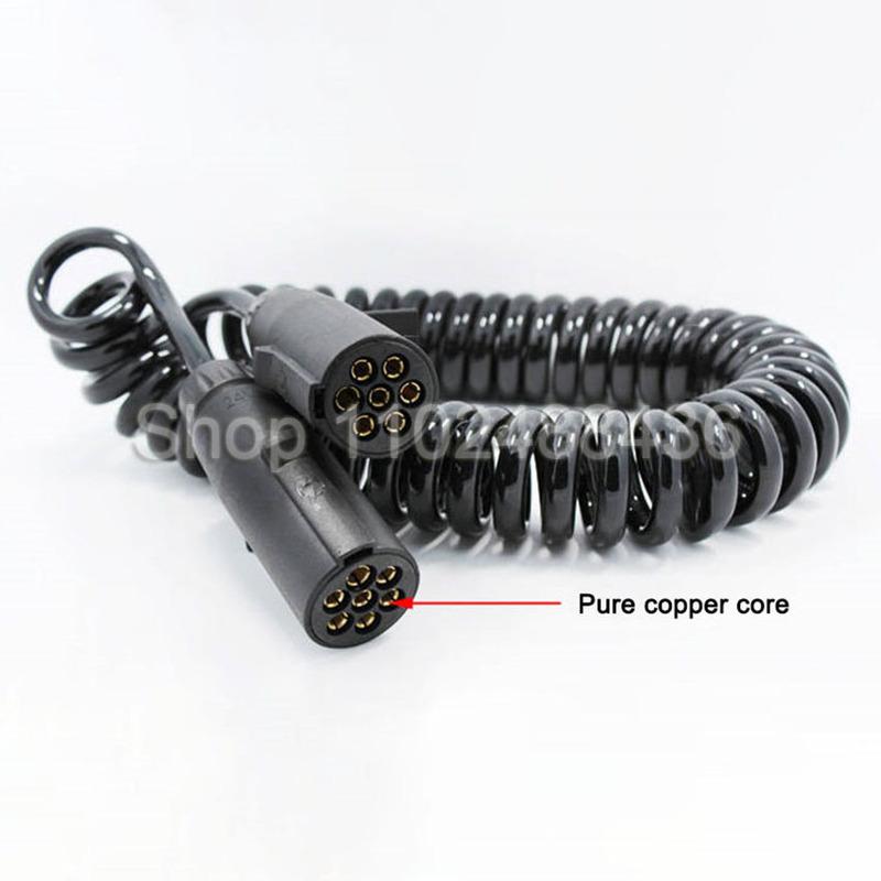 Truck Trailer Cable Semi-trailer Connection Cable 7-core Spiral Cable Assembly Power Reel Trailer Breakaway Electrical Plugs