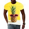 Summer Round Neck 3D Fun Fruit Pattern Print Top Fashionable Casual Short Sleeved Men's T-shirts