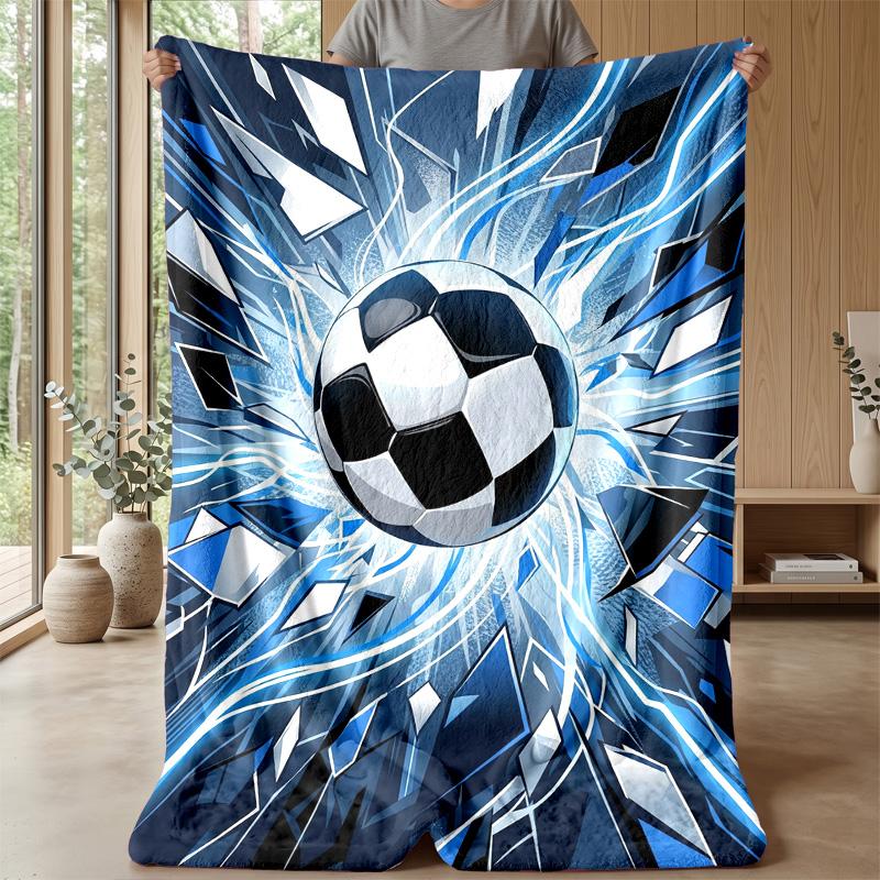 Soccer Ball Dreams Theme Blanket Lightweight Warm Flannel Blanket Decorative Throw Blanket for Home Decoration