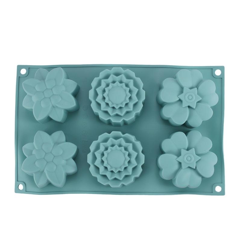 

Flower Shape Cake Chocolate Fudge Mold Non-stick Easy Release Jelly Rice Cake Mooncake Silicone Mold High Temperature Resistance синій
