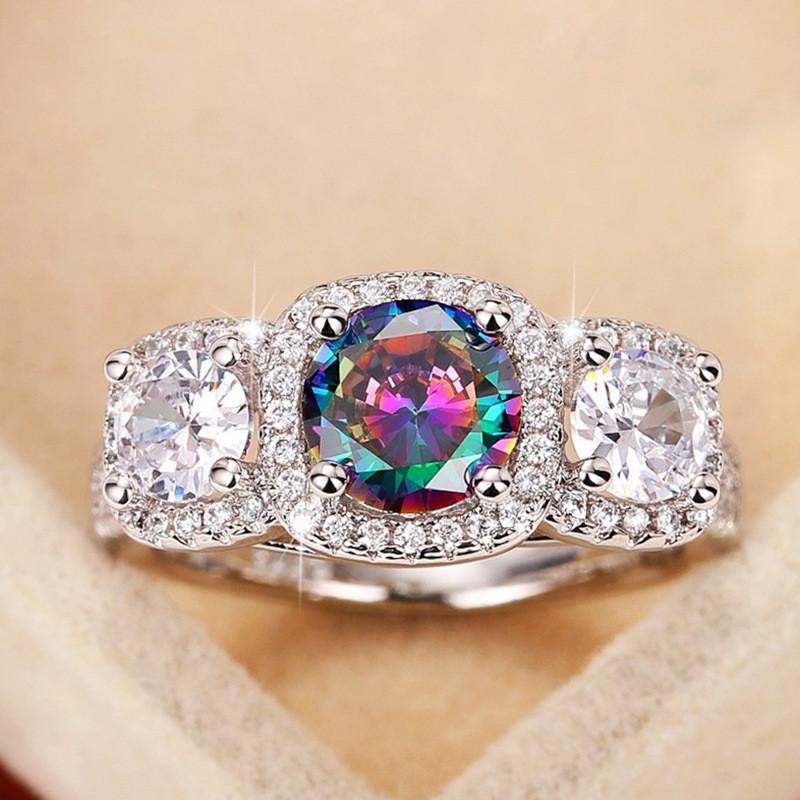 CopperPrincess Colored Cubic Zirconia Wedding Ring for Women Luxury Female Accessories Newly Designed Jewelry