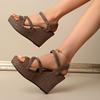 Sandali Romani Estivi da Donna con Zeppa e Plateau a Incrocio, Calzature alla Moda con Suola Spessa, Disponibili in Taglie Grandi.