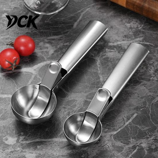 Ergonomic Kitchen Utensil for Baking Stainless Steel Ice Cream Scoop with Trigger, Easy Release Hard Multipurpose Tool Muffins Dough Scooper,