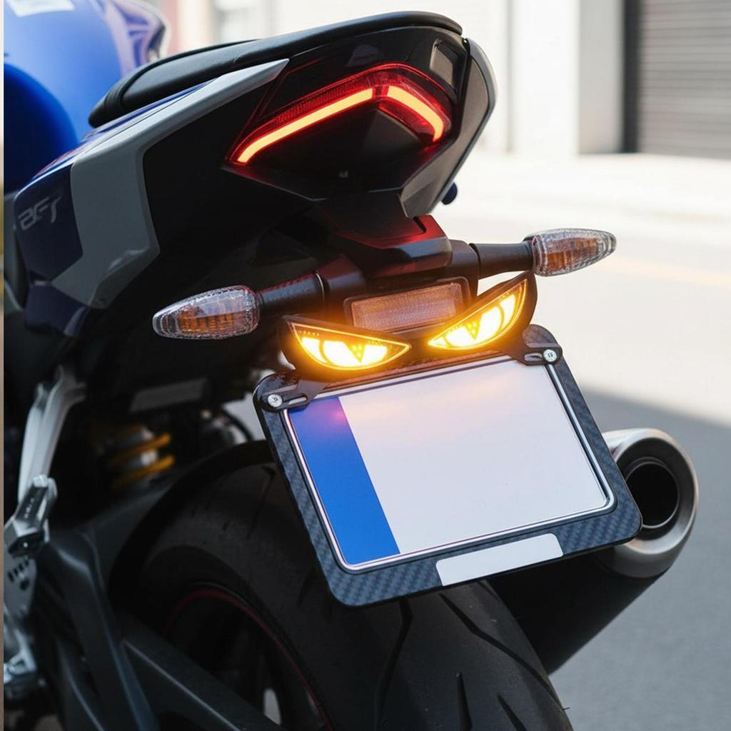 Eye Shape Motorcycle Brake Light, License Plate Tail Safety Lamp for Night Riding, Enhanced Visibility for Daily Commuting