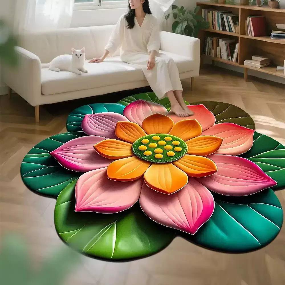 Tappetino 3D Floreale in Fanghi Diatomacei - Assorbente, Resistente all'Usura, Facile da Pulire per Camera da Letto, Soggiorno e Divano.