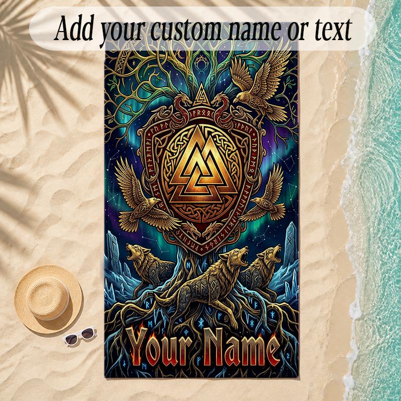 Birds Theme Soft Beach Towel Personalized Custom Name Text Towel Portable for Beach Pool Travel