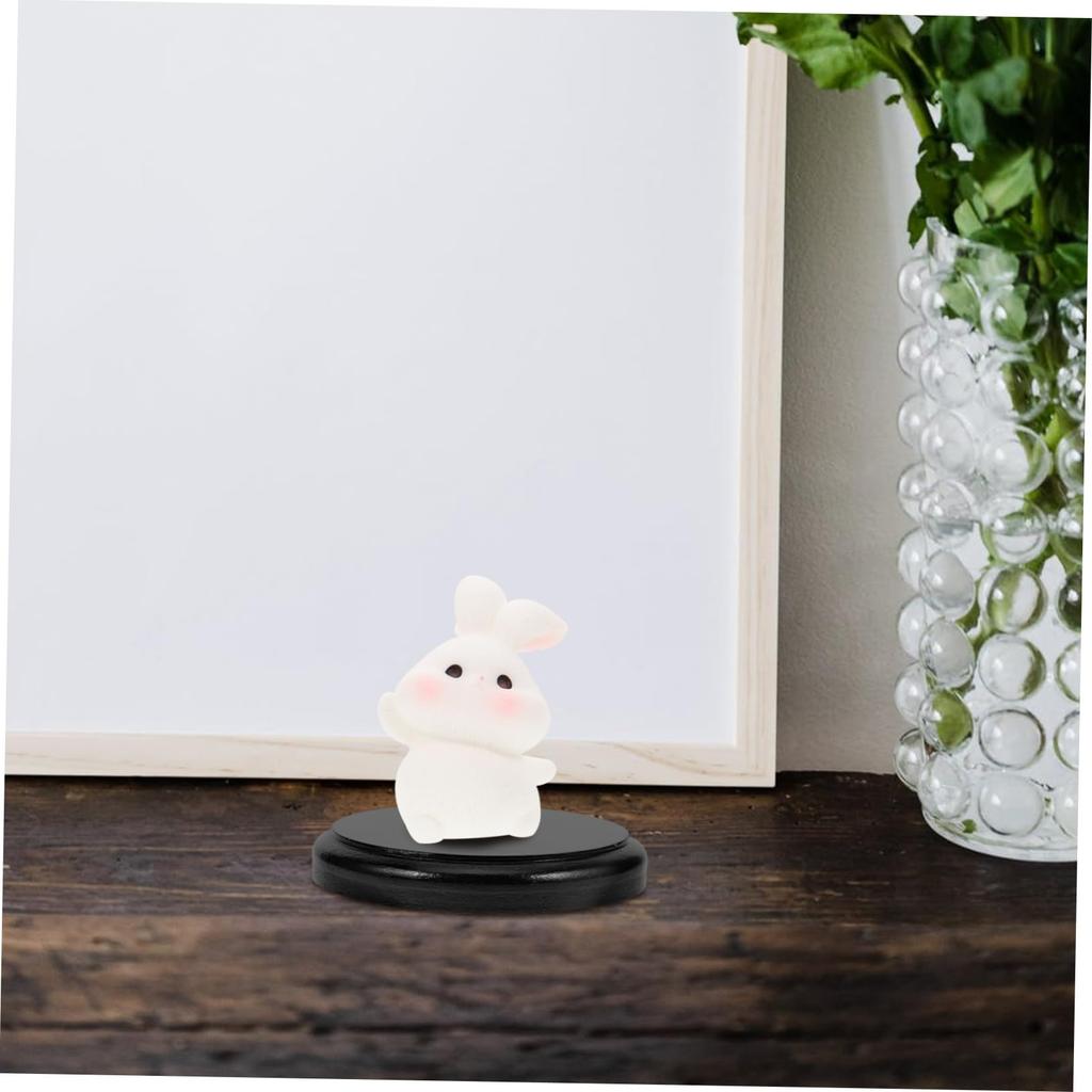 NUOBESTY Wooden Display Set of Round Inch Black Smooth for Miniature Figures and DIY 80g Stands, 3, Base, 3.15 Diameter, Finish, Crafts, Approx.