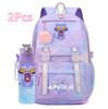 2Pcs/set New Anime Kpop Printed Backpack with 750Ml Water Bottler Large Capacity Travel Bag for Teenager Girl Boy Bookbag Kid Gift Large Capacity Bag