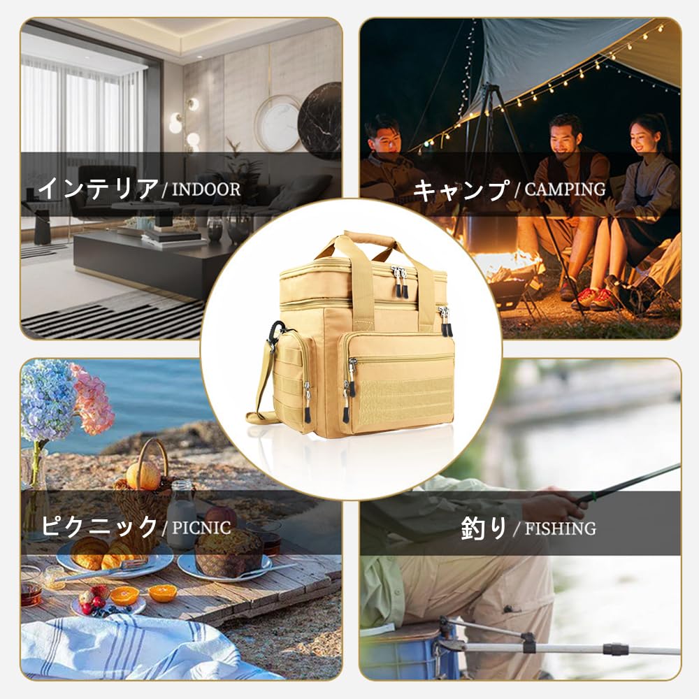 EIING Insulated Lunch Bag with Two Liters Compact and Lightweight Soft Cooler with Adjustable Shoulder Strap and MOLLE and Easy Perfect for Outdoor