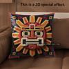 2D Aztec Sun God Pattern Throw Pillow Cases Pattern Cushion Cover Suitable For Sofa Bedroom Car Pillow Cover