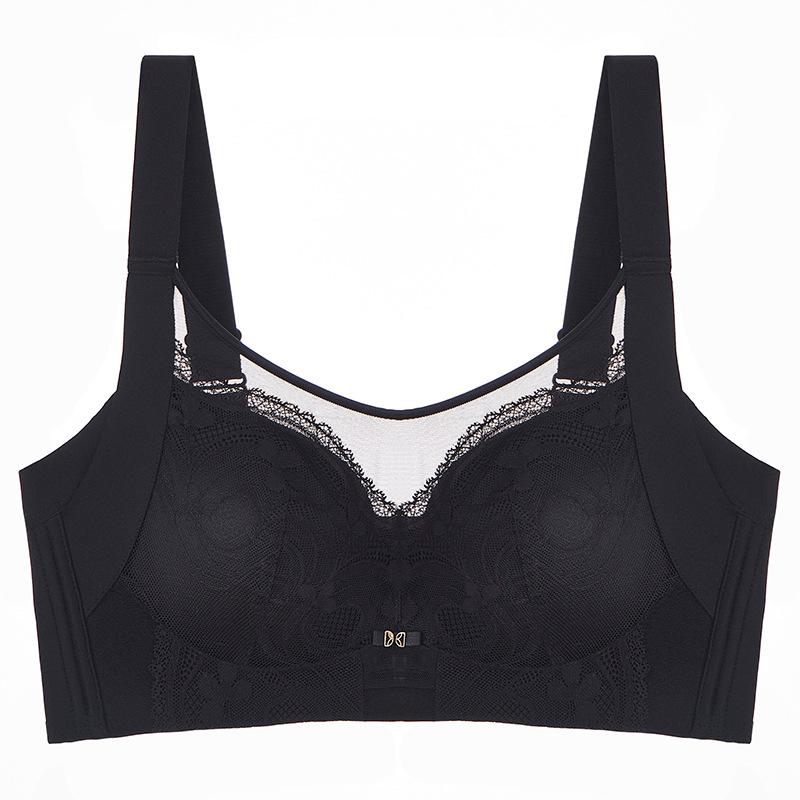 Full Cup Bra Women's Anti-bare-chest Bra Without Underwire Women's Bra with Adjustable Double Breasts Gathering and Lifting Lace Adjustment Type