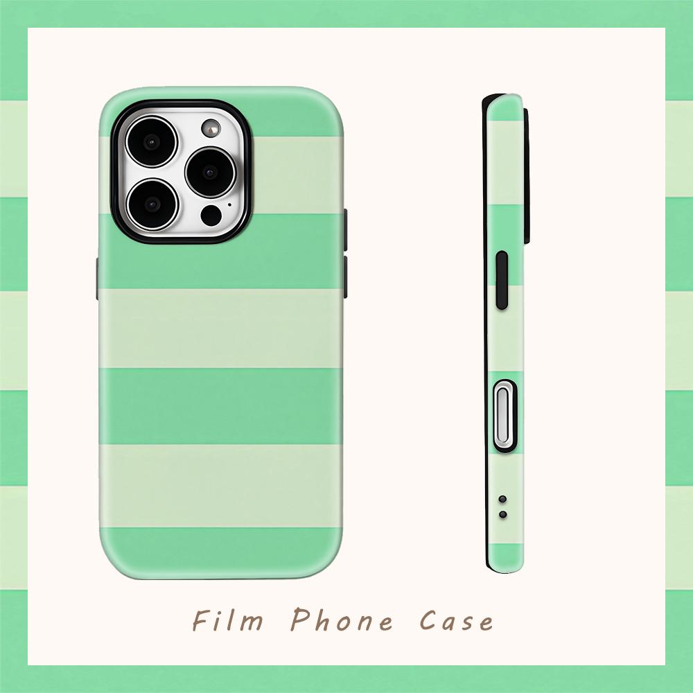 Green Lime Stripe Energy Phone Case for IPhone 16 15 14 13 12 11 X XS XR XSMAX 7 8 Pro Max Plus Double-layer Back Cover
