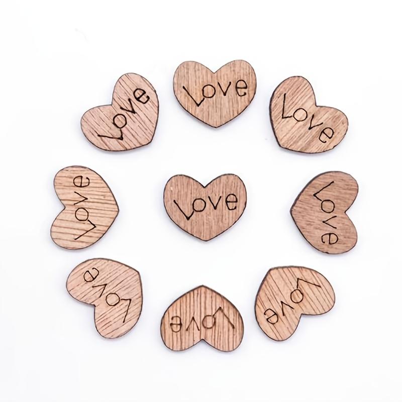 100pc Wooden Love Ornaments Wood Grain Love Large Peach Heart Wooden Buttons Perfectly Suitable for DIY Handicrafts