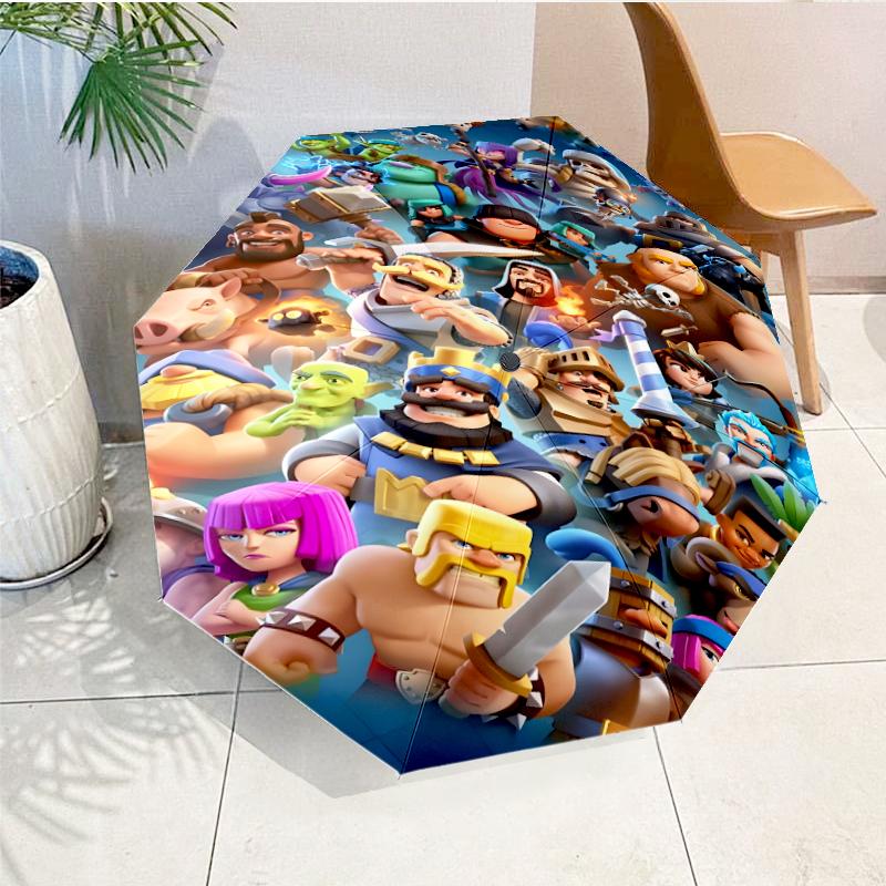 Clash Royale Heroes Collage Automatic Folding Umbrella - 8-Rib Travel Umbrella with Auto Open/Close & Portable, Gift for Christmas, Birthdays