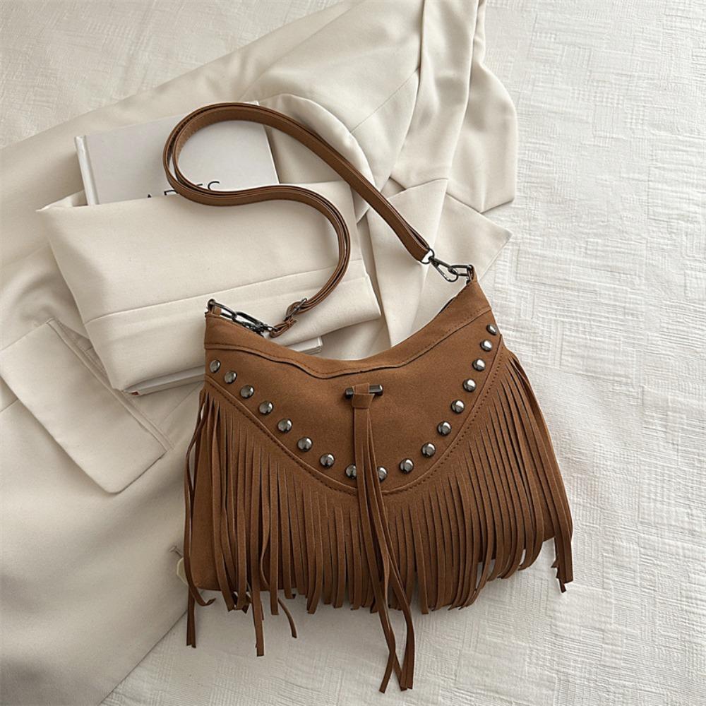 Korean Suede Crossbody Bag Bohemian Style Ethnic Style Handbag Sweet Tassel Shoulder Bag  Girls